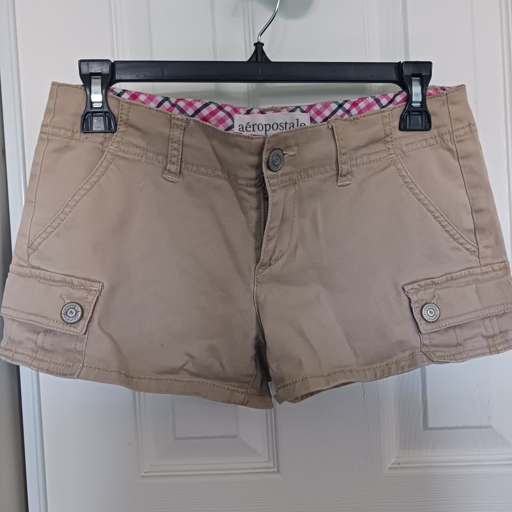 VTG Y2K Aeropostale Women's Short Mini Cargo BeigeTan SZS 5/6 Great Conditions